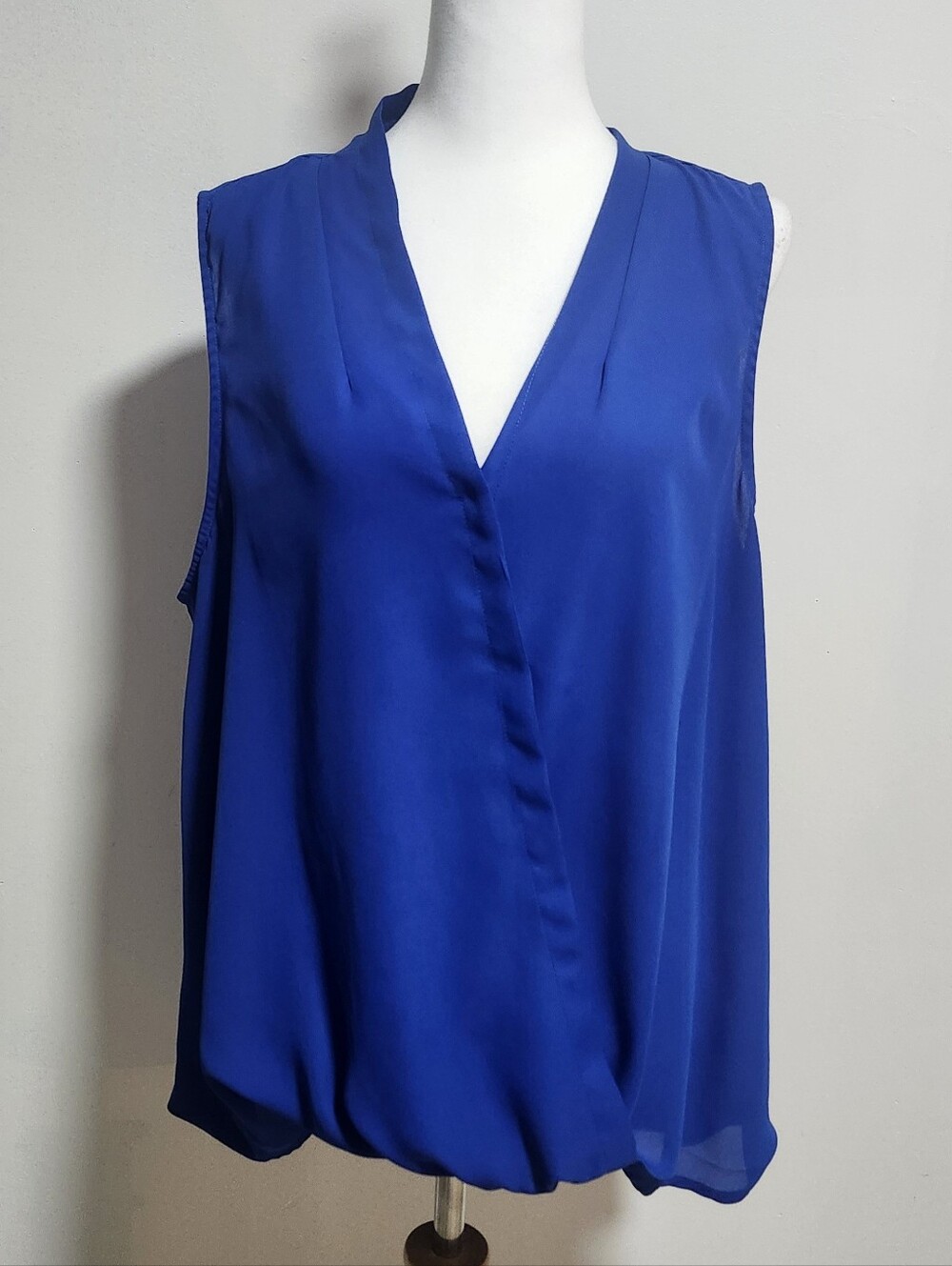 Cleo Sleeveless Royal Blue V-Neck Blouse